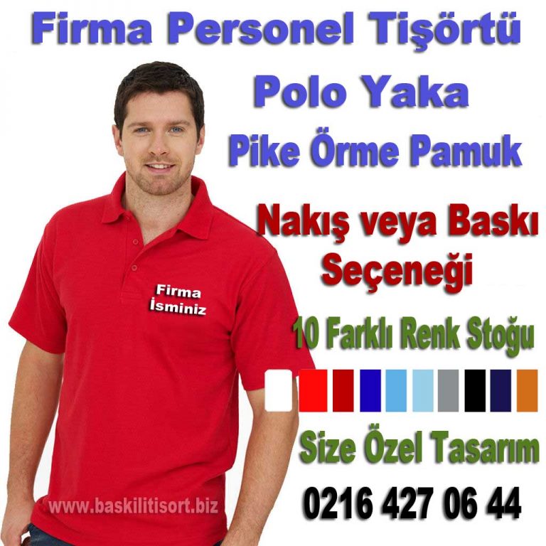 Polo Yaka şirket Logolu Baskılı tişört
